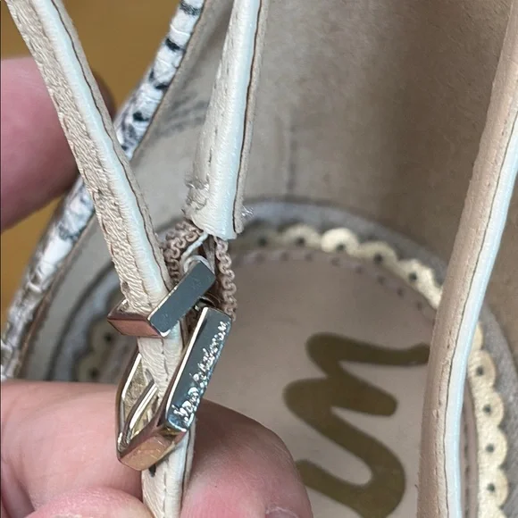 Sam Edelman YARO Snake Skin Cream Gray Chunky Heel Ankle Strap Sandal Women 10 - Picture 8 of 11